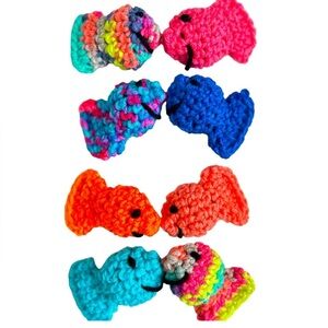 Hand Crafted Fish Catnip Cat Toys Colorful Crochet 8 Interactive Toys